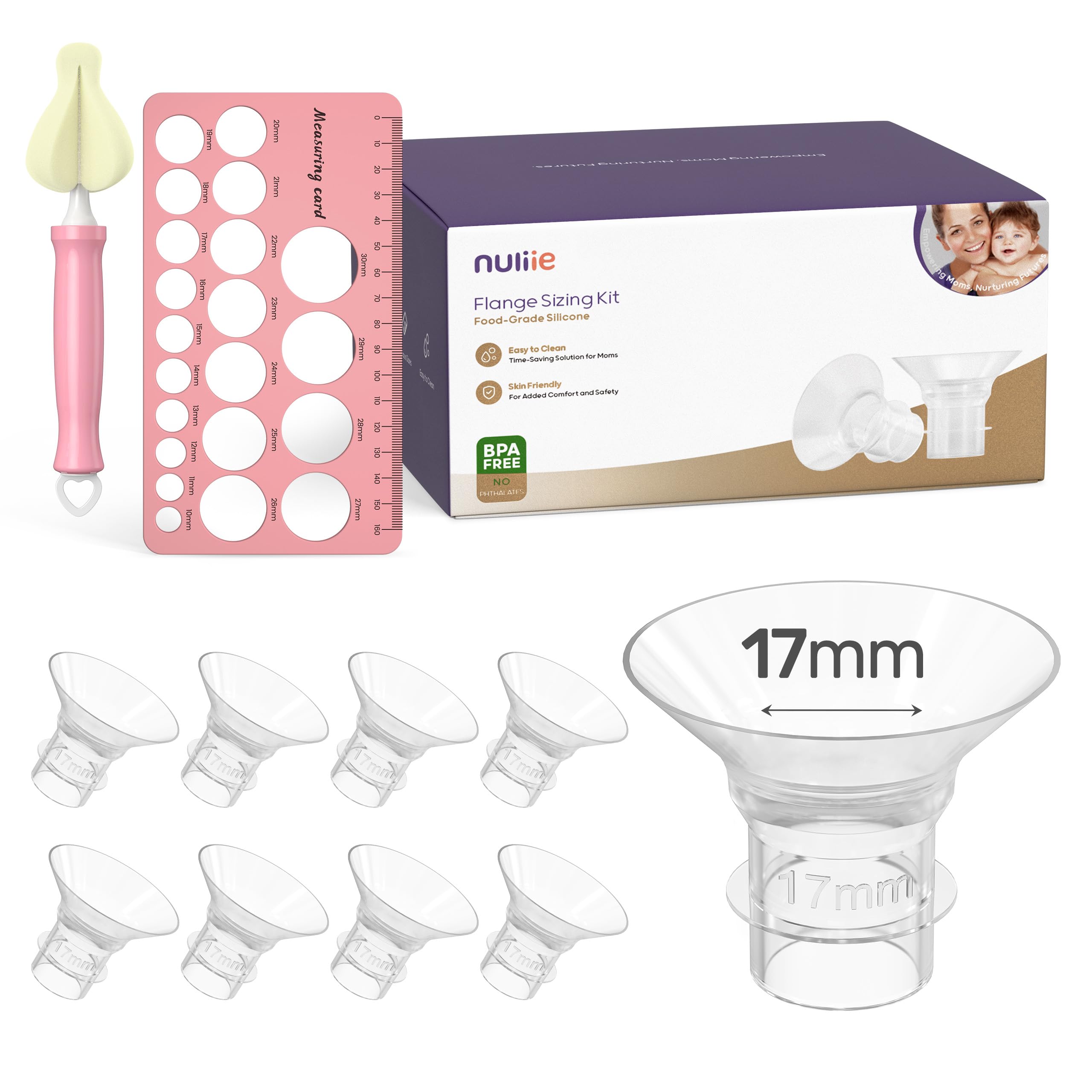Nuliie flange insert 17mm 8-pack: comfortable sizing for compatible pumps.