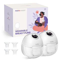 Nuliie Hands-Free Breast Pump Ghostwhite 2-pack shown for on-the-go milk collection.