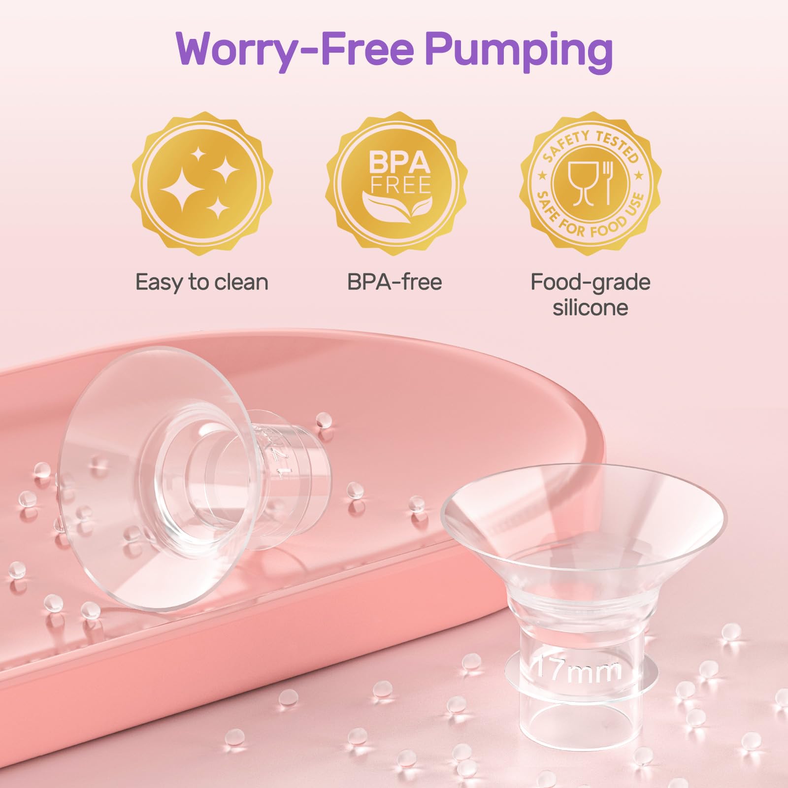 Nuliie silicone flange insert cleaning enables dishwasher-safe post-pumping cleanup.