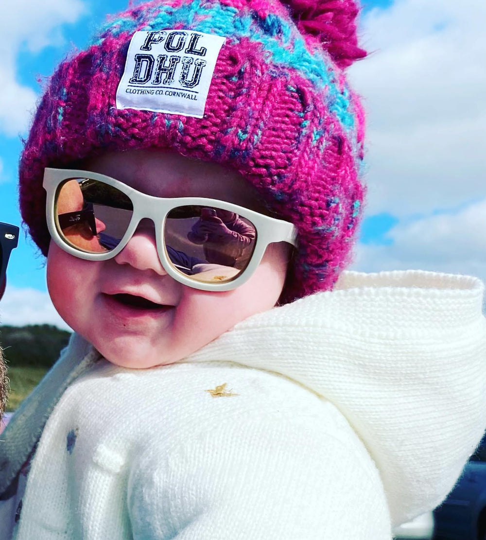 NULOOQ baby sunglasses green mirrored front with adjustable strap for secure wear
