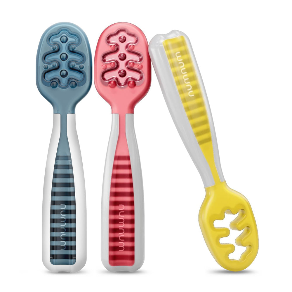 NumNum Baby Spoons Set Little Rainbow packaging showing grab-and-go practicality