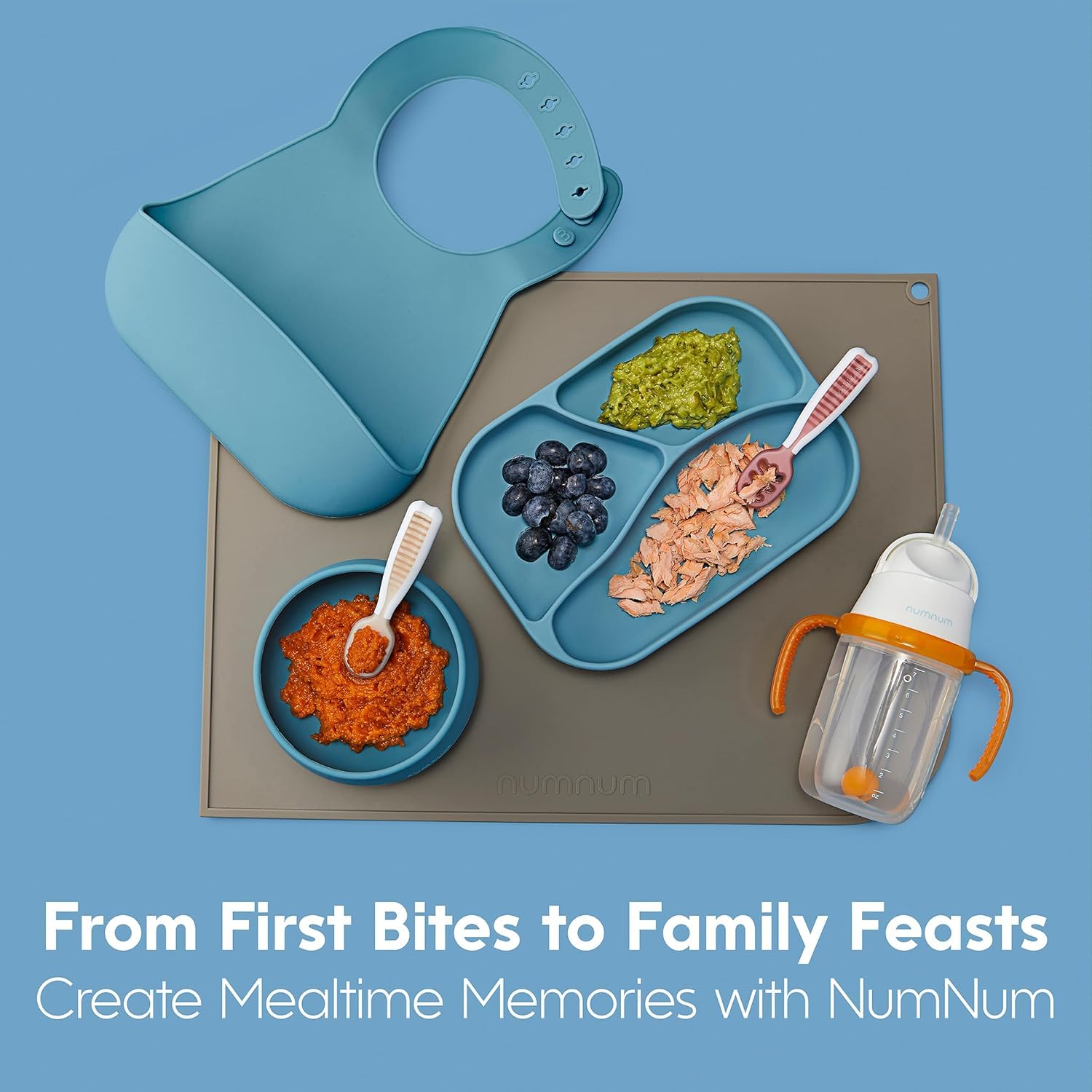 NumNum travel-mealtime spoons enable mealtimes on the go with minimal mess.