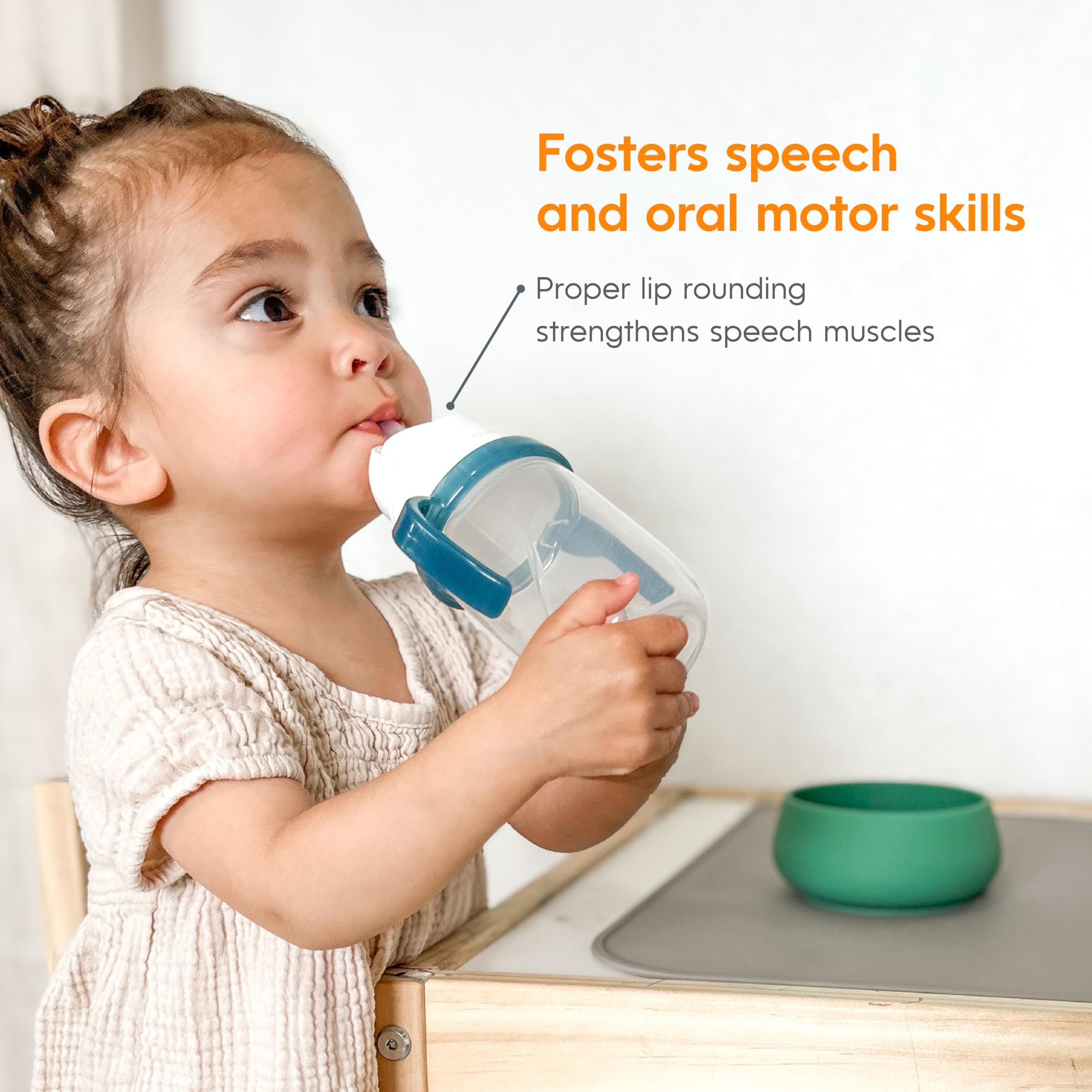 NumNum baby cup fits in most cup holders for on-the-go feeding.