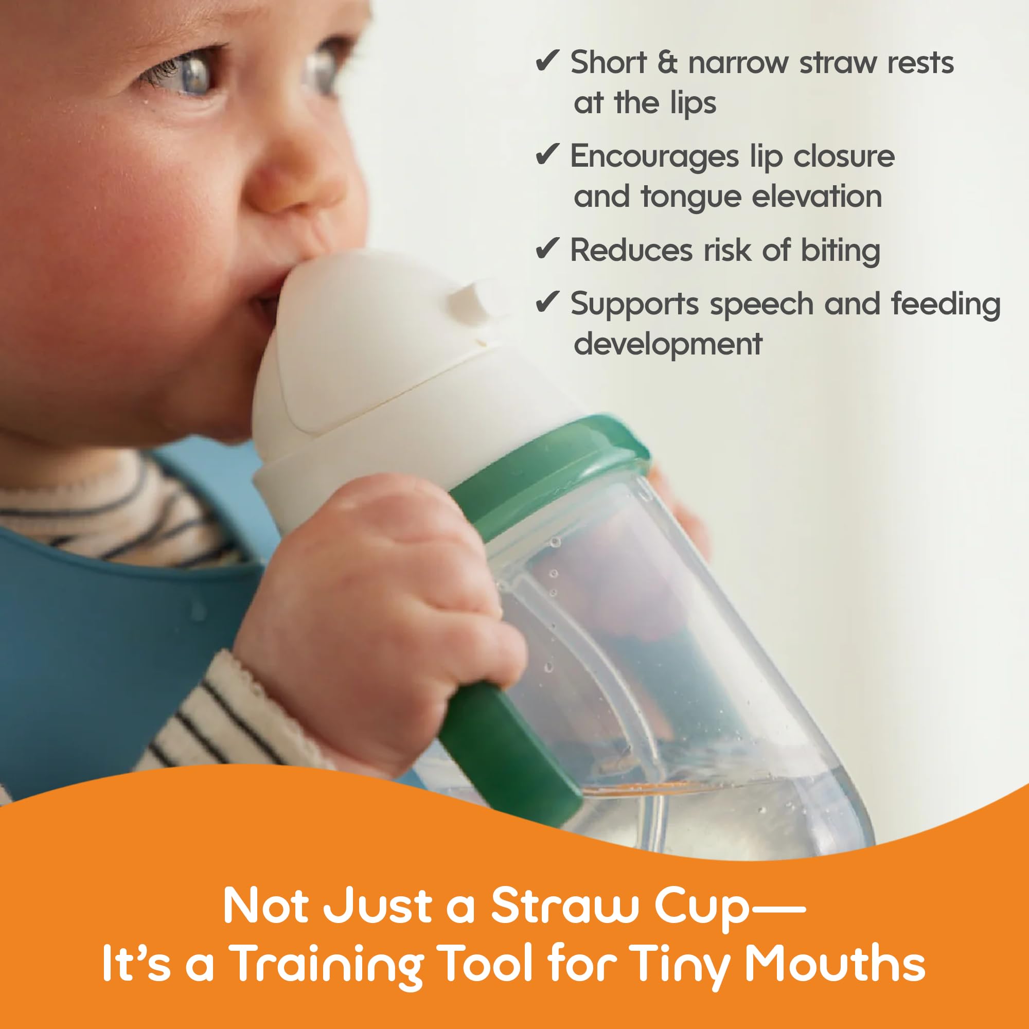NumNum baby straw cup removable handles with non-slip grip support independent sipping.
