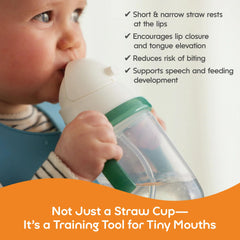 NumNum baby straw cup removable handles with non-slip grip support independent sipping.