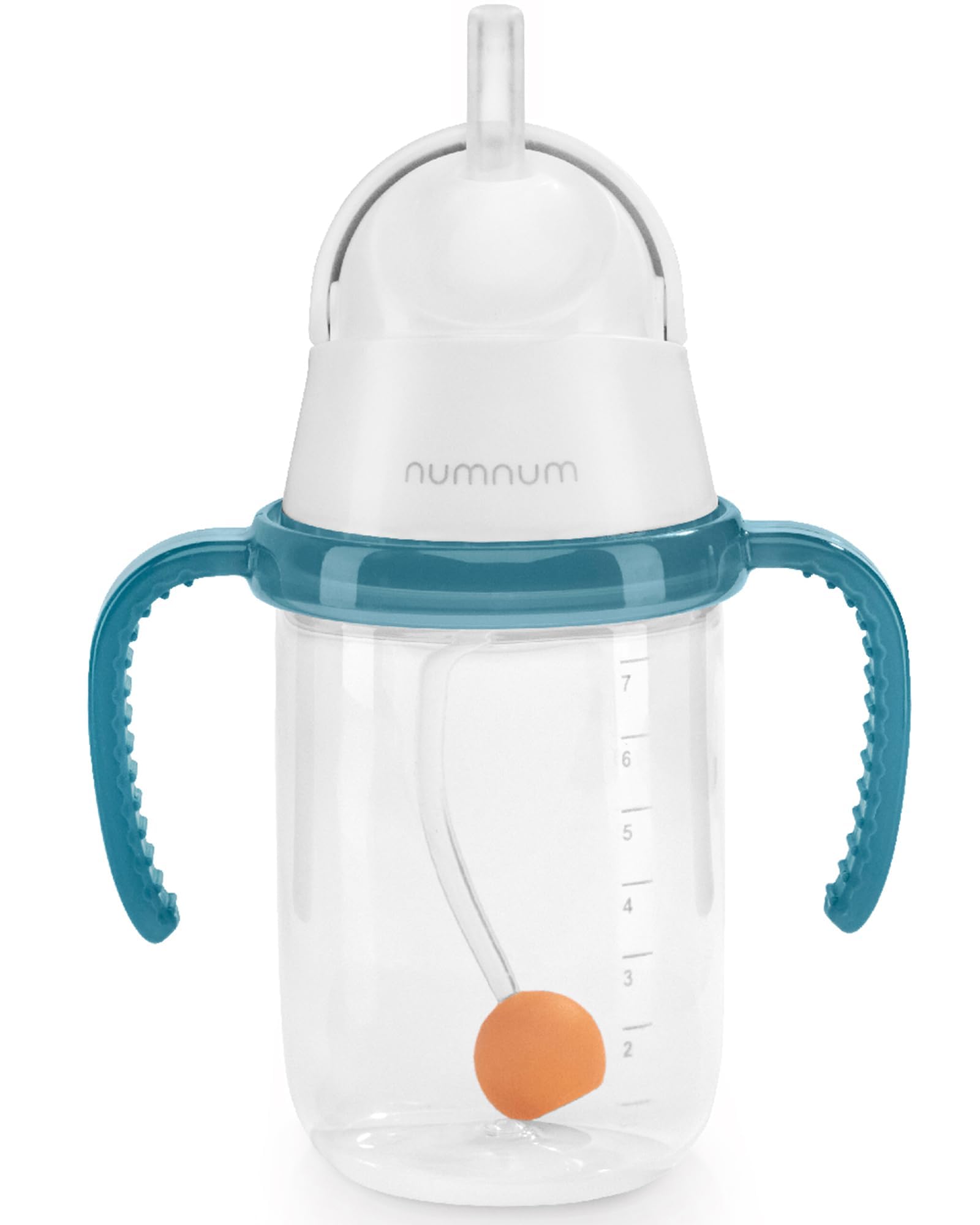 NumNum baby straw cup weighted straw angle drinking enables versatile sipping.