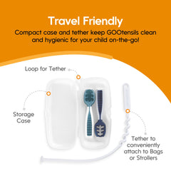 NumNum GOOtensils travel case silicone tie closeup showing secure storage