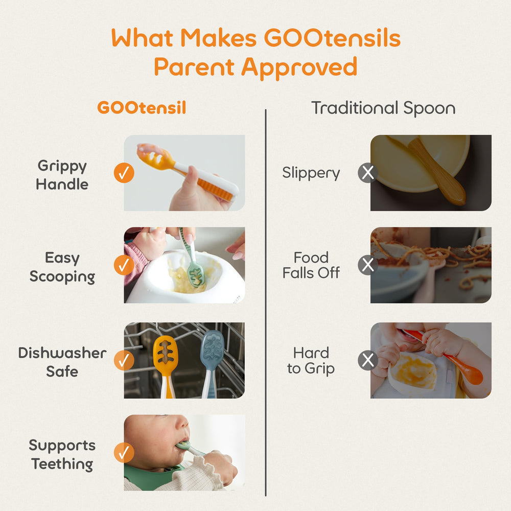 NumNum spoons double as teether with safe silicone material.