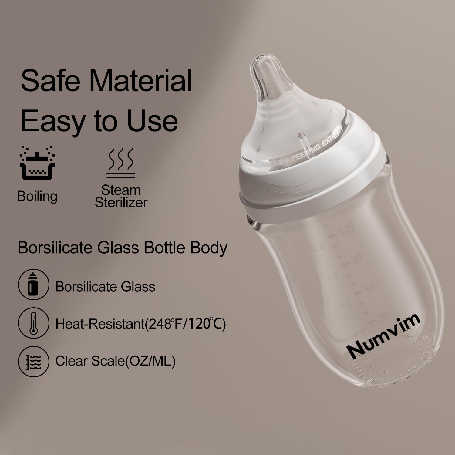 NUMVIM laser-engraved glass bottle avoids lead-containing inks.