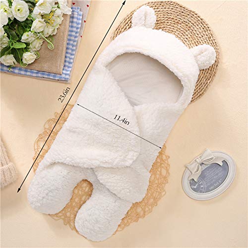 Nunibum swaddle white bear plush wings-velcro showing adjustable fit
