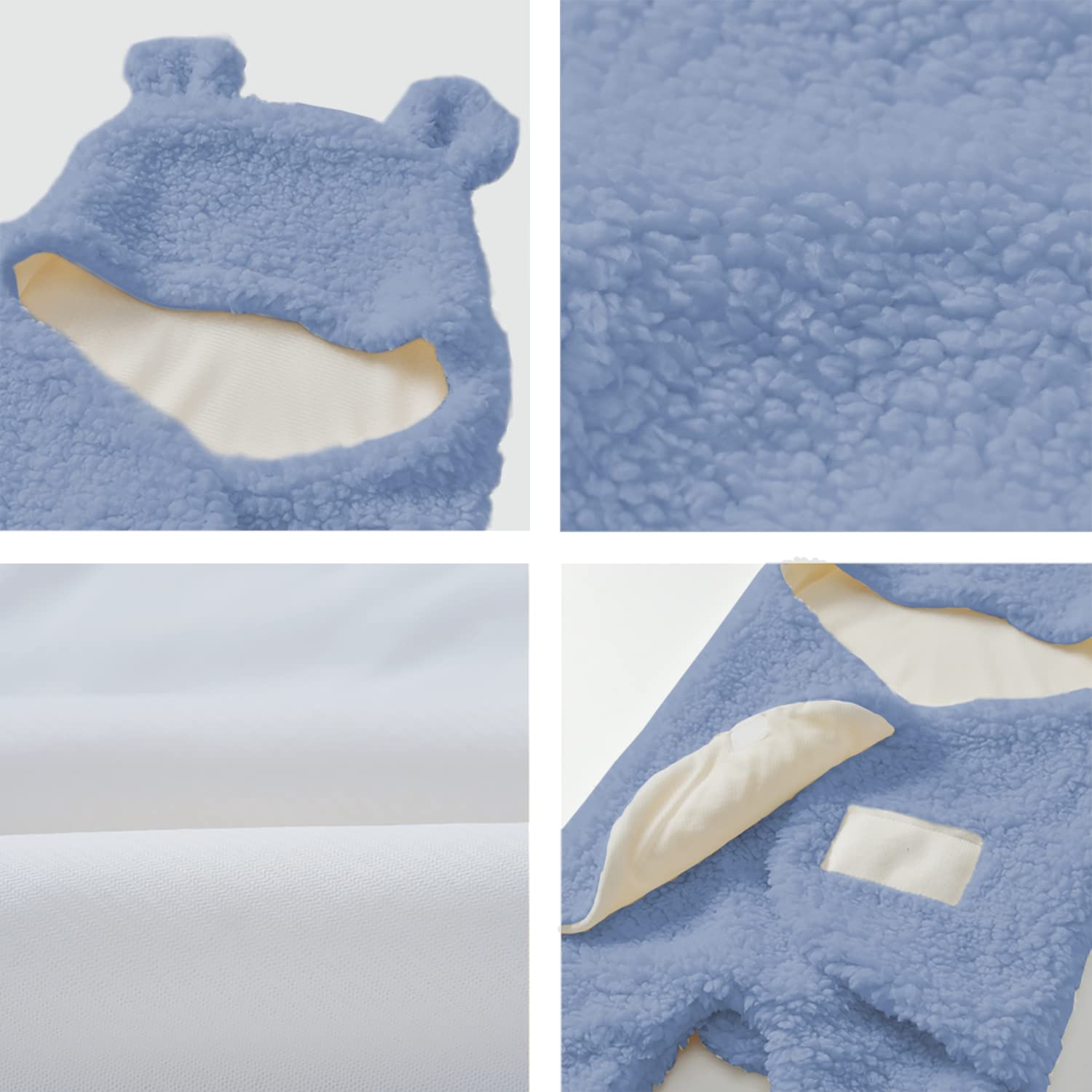 Nunibum bear swaddle blue comfort in action for nap time