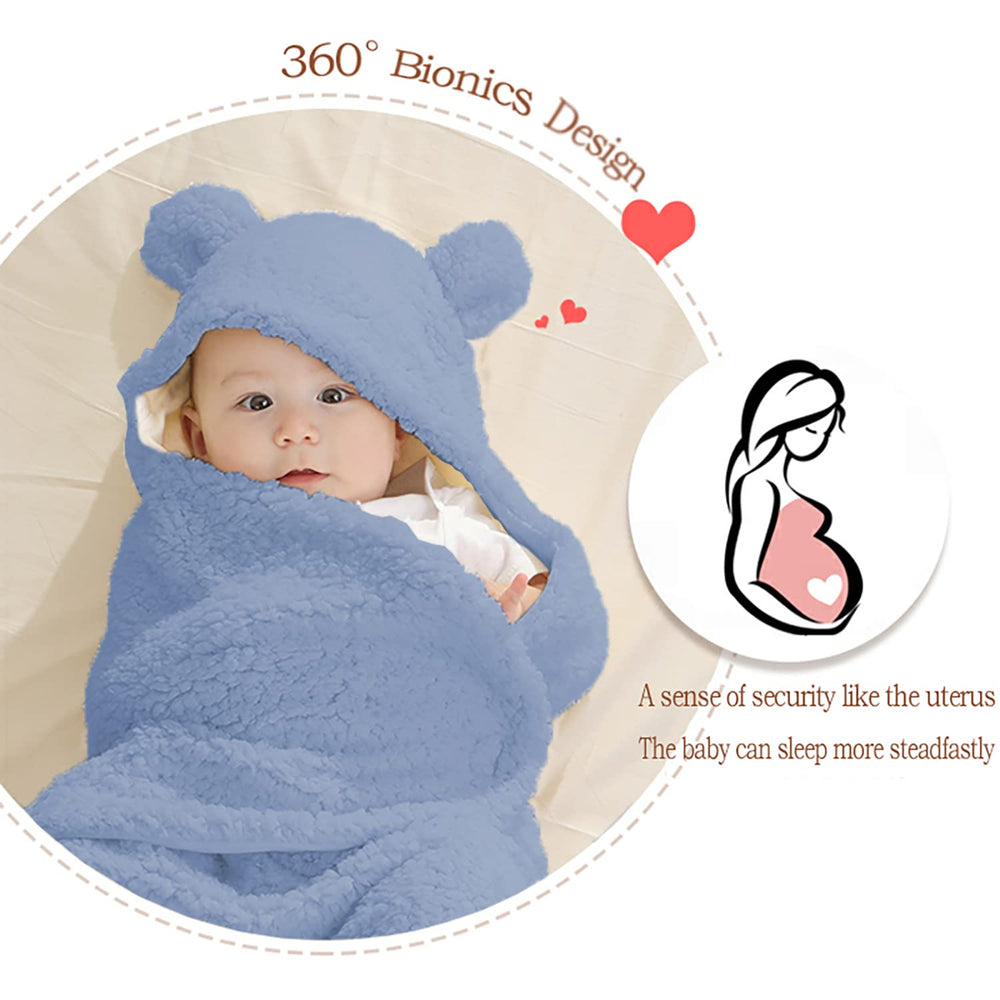 Nunibum blue swaddle fabric close-up shows breathable soft material