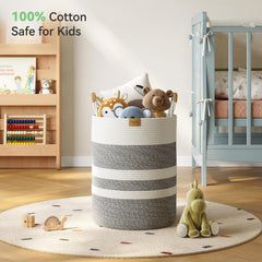 Nunsino 62L cotton hamper with natural weave, gentle on fabrics
