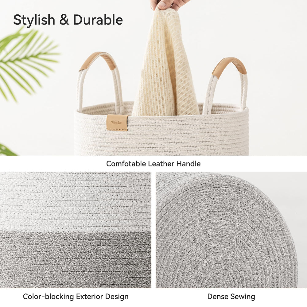 Nunsino 62L striped hamper close-up stitching highlights durable craftsmanship