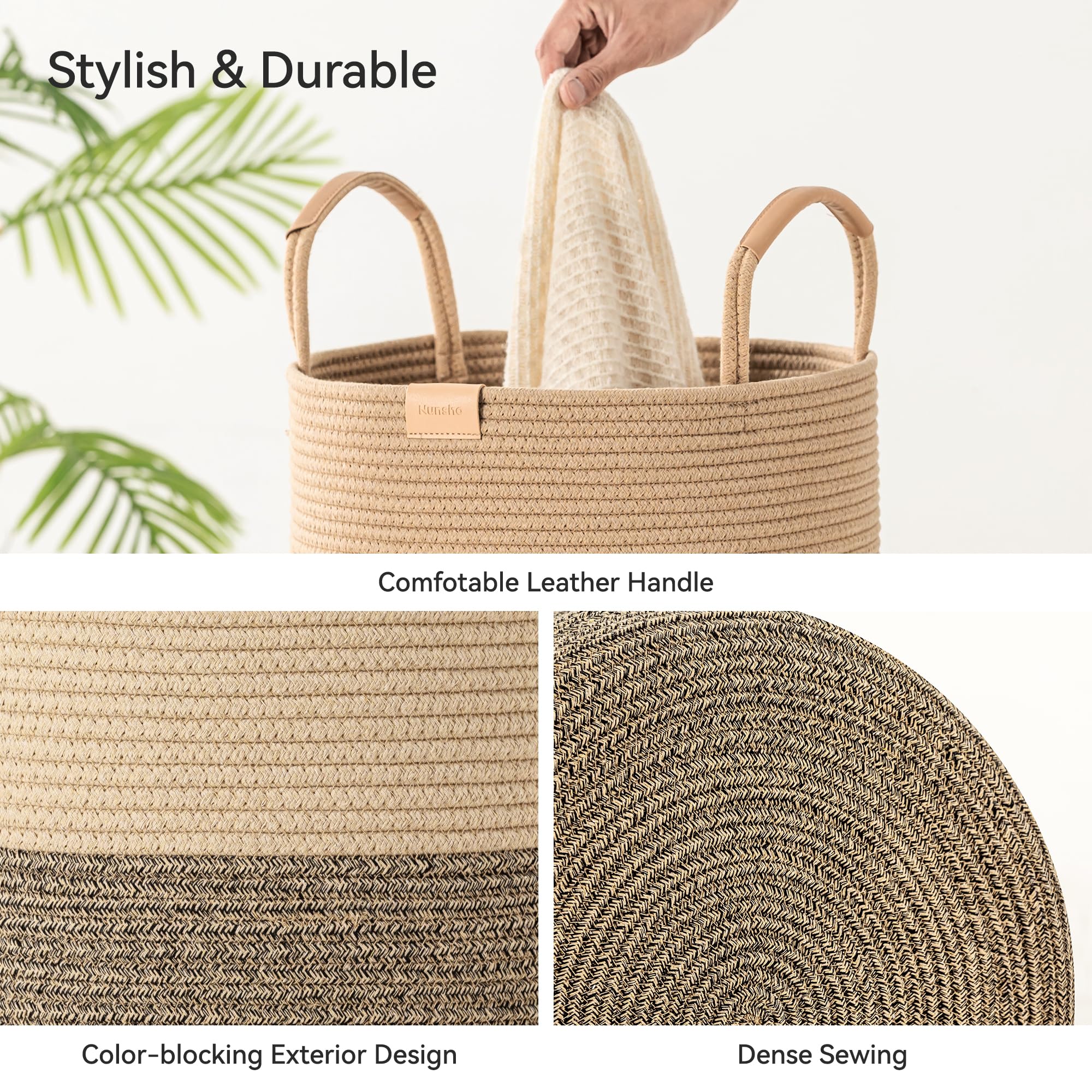 Nunsino 75L striped laundry hamper full capacity load supports efficient laundry routines.