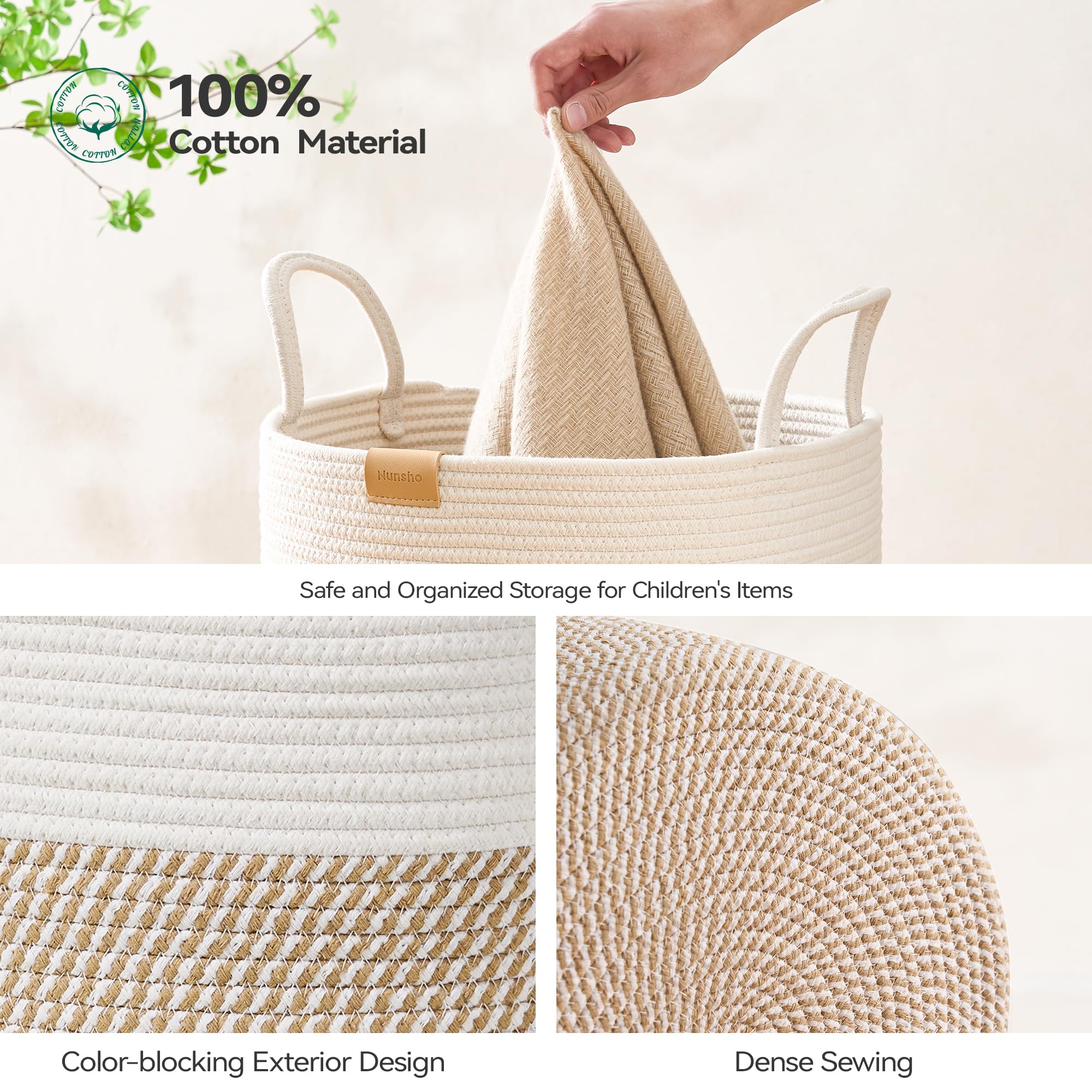 Nunsino 80L laundry hamper in nursery room scene for blankets and clothes