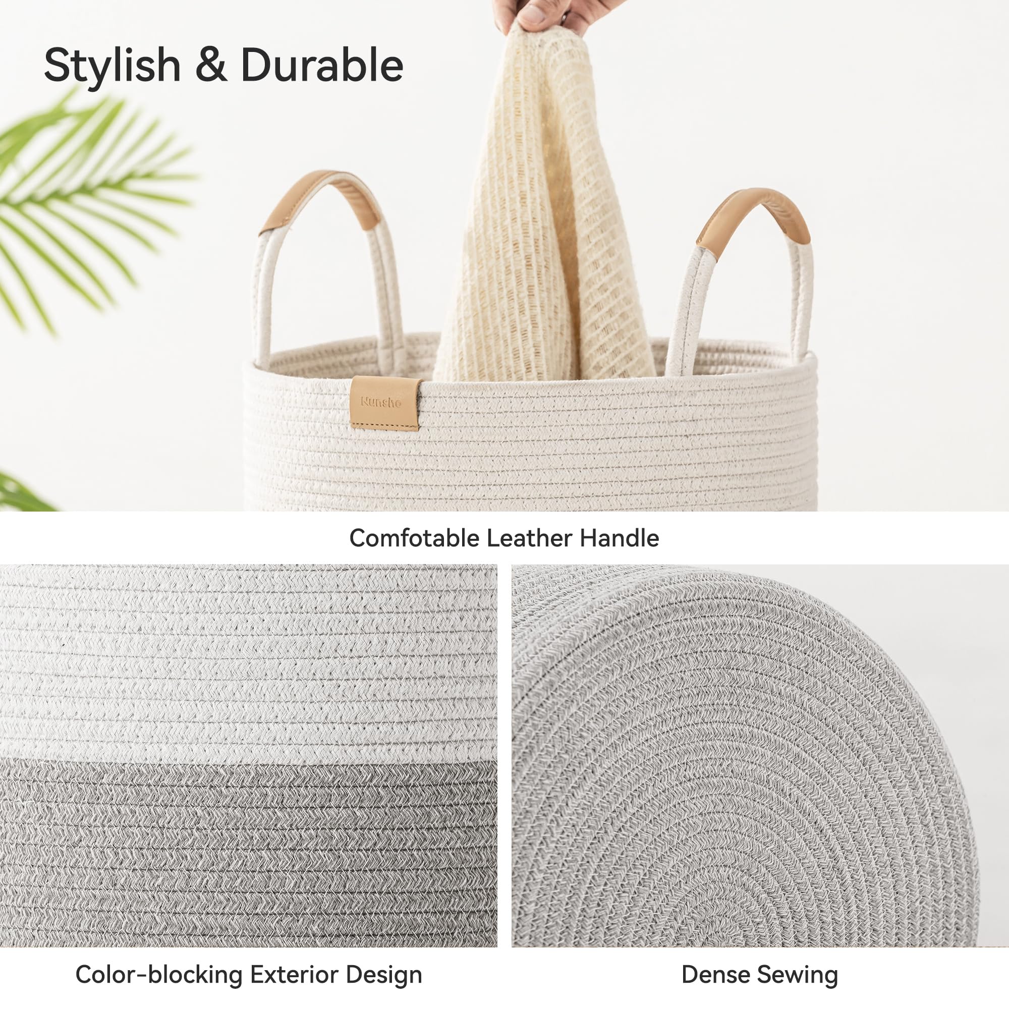 Nunsino bedroom storage setup with striped hamper complements decor while tidying blankets