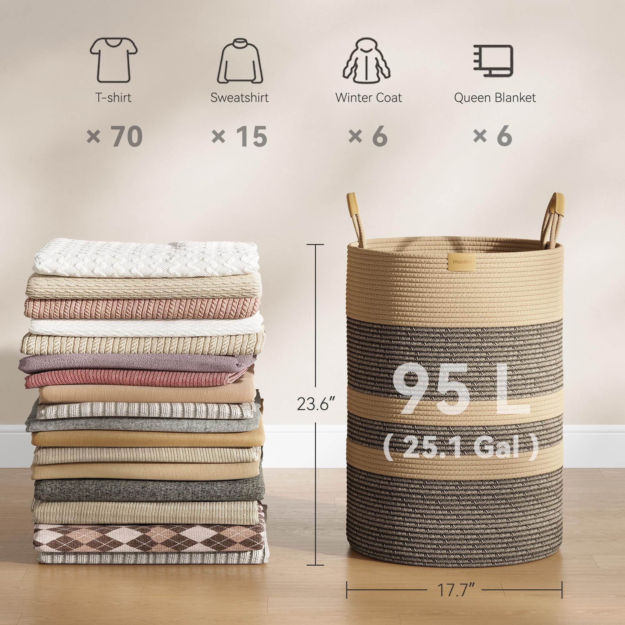 Nunsino dark brown striped design adds a stylish storage solution for bedrooms and bathrooms.