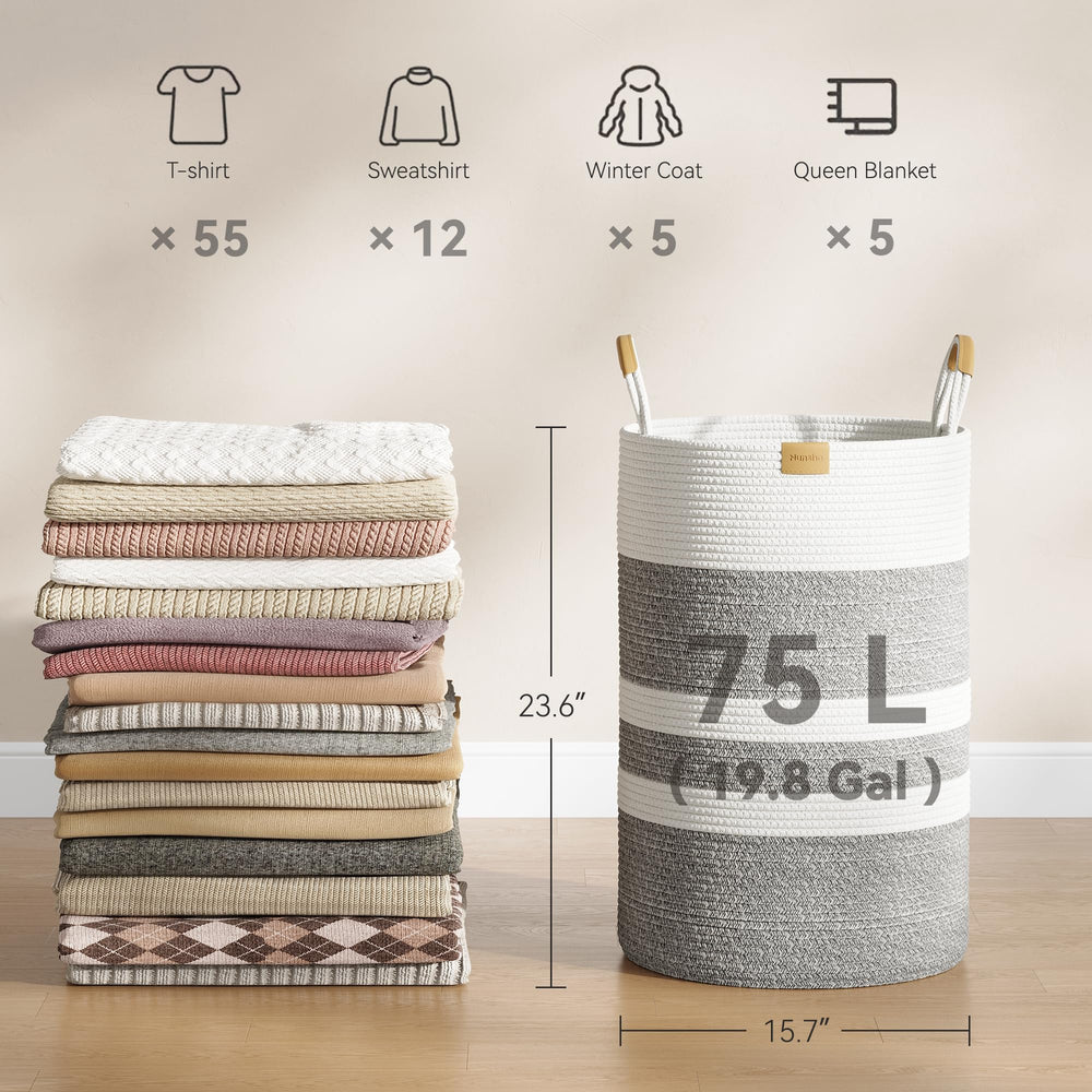 Nunsino foldable laundry basket flat-fold demonstrates convenient storage when not in use