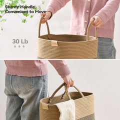 Nunsino 80L hamper with sturdy handles for easy relocation.