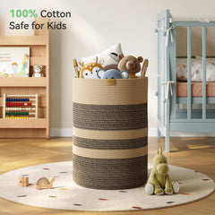Nunsino 95L capacity shown in large foldable hamper perfect for family laundry loads.