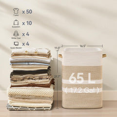 Nunsino brown-white color-block design complements decor while concealing laundry neatly.