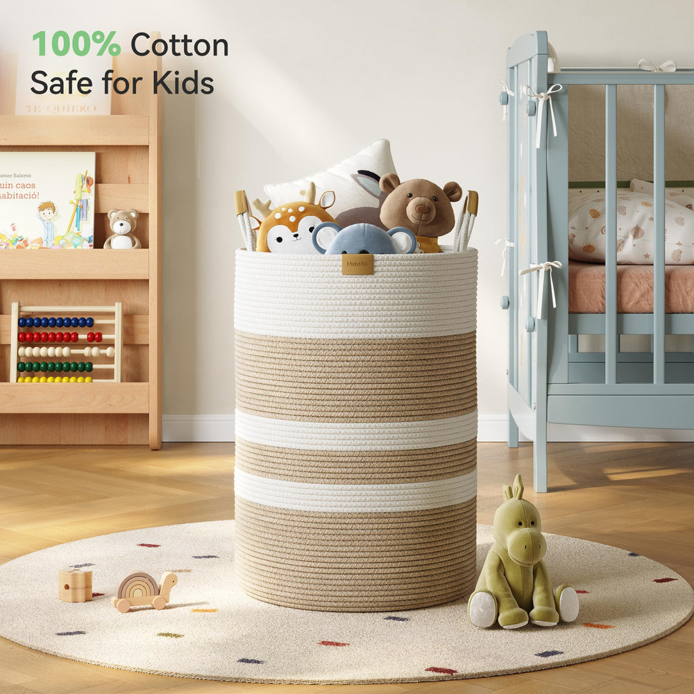 Nunsino striped fabric close-up emphasizes cozy bedroom storage.