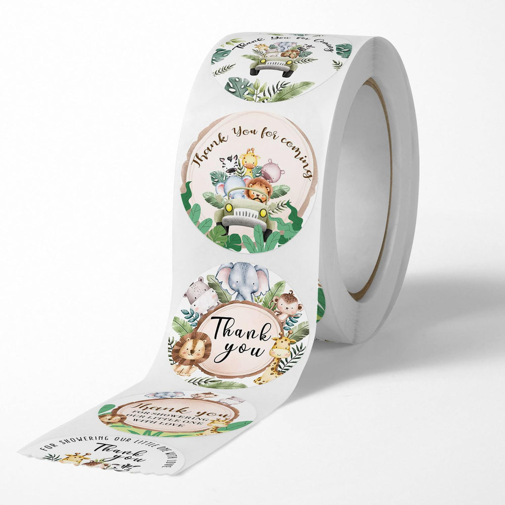 nuodslves Jungle Safari sticker decor at baby showers adds a cute finishing touch.