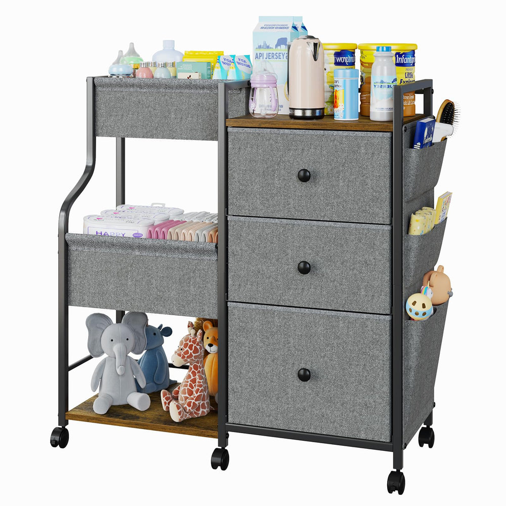 nuoex baby diaper caddy 3-tier top-drawer keeps nursery essentials within reach