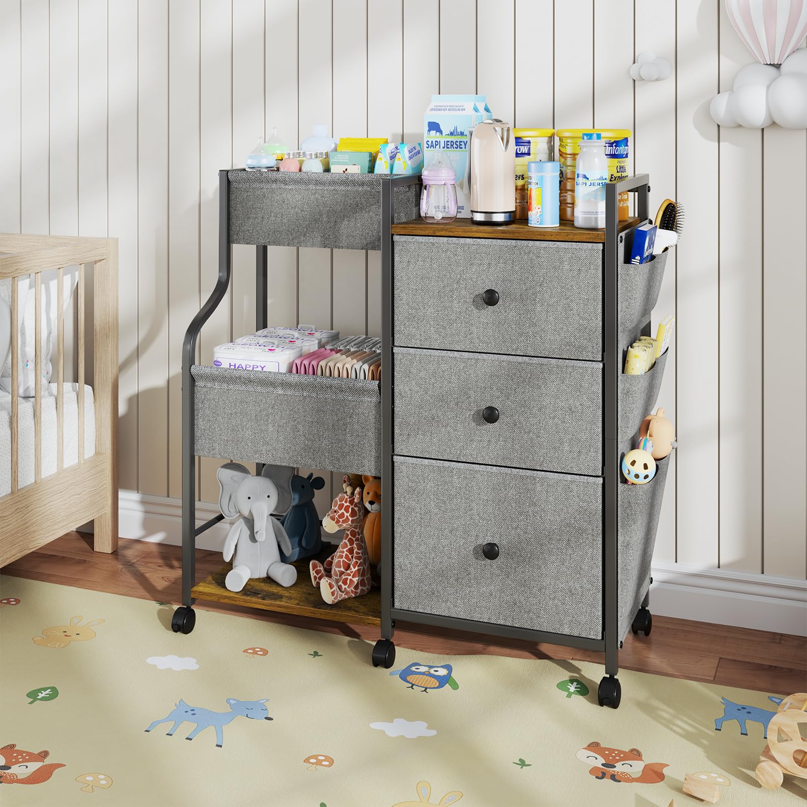 nuoex diaper caddy changing station top keeps diapering setup handy