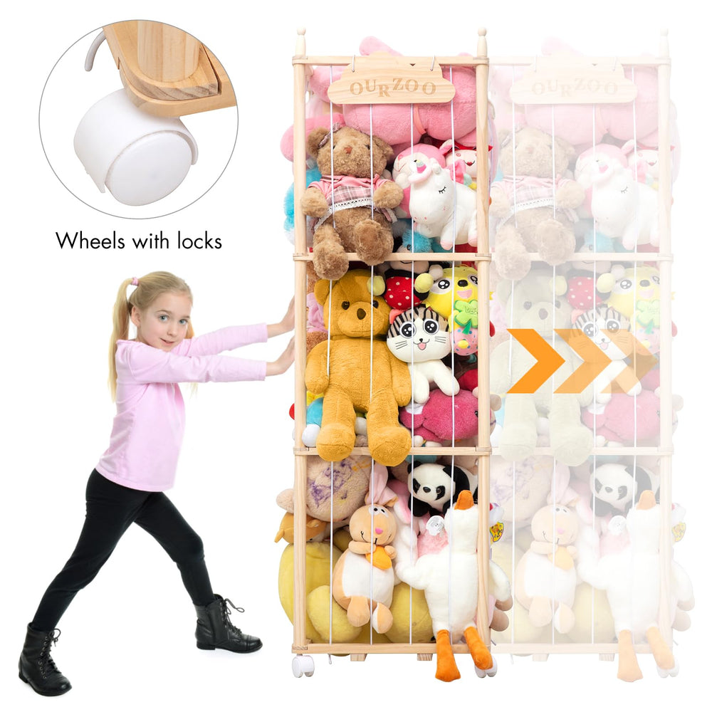 Nuoex wooden zoo toy storage side profile showing sturdy construction and charm.