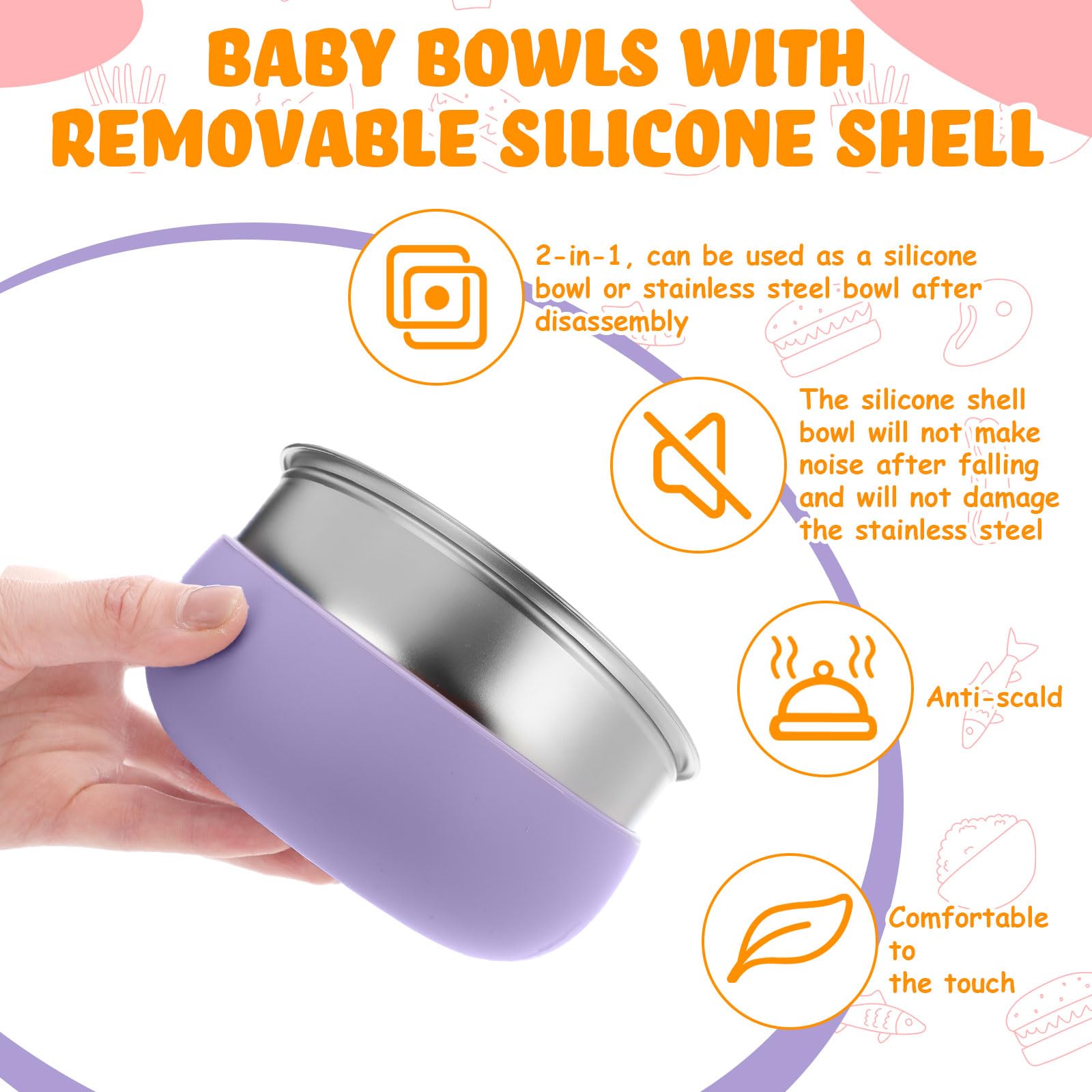 Nuogo 304 stainless steel bowls durable design resists drops