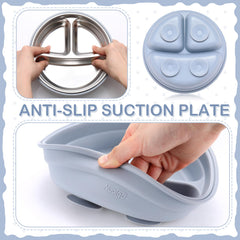 Nuogo bowl with silicone shell for slip-resistant, quiet feeding.