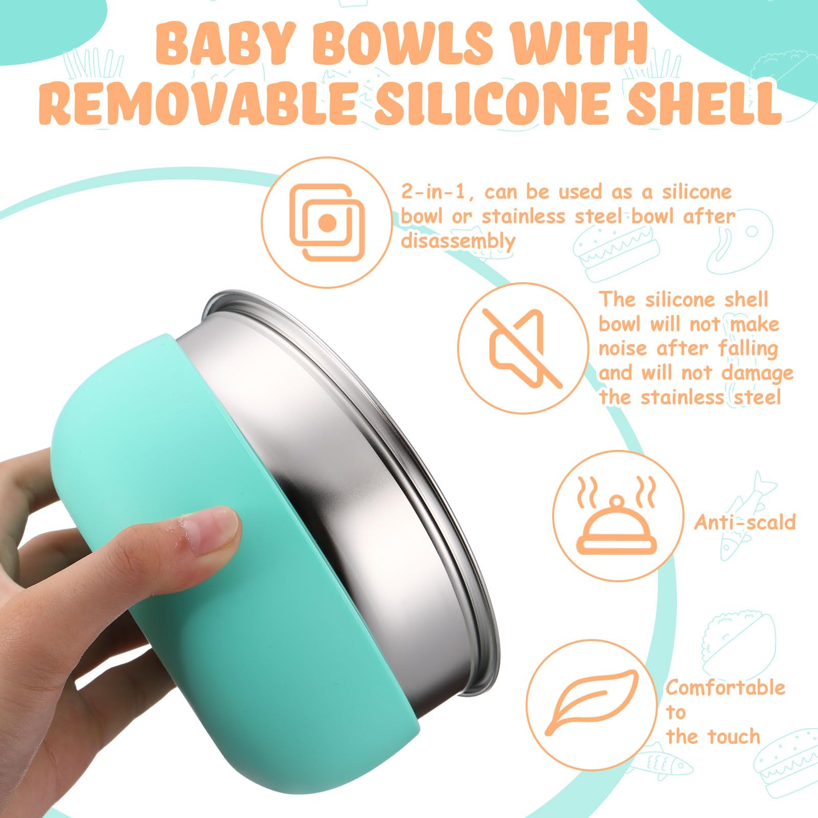 Nuogo baby bowls dishwasher-safe design for easy cleanup.