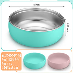 Nuogo baby bowls pink silicone-shell with heat-protective grip.