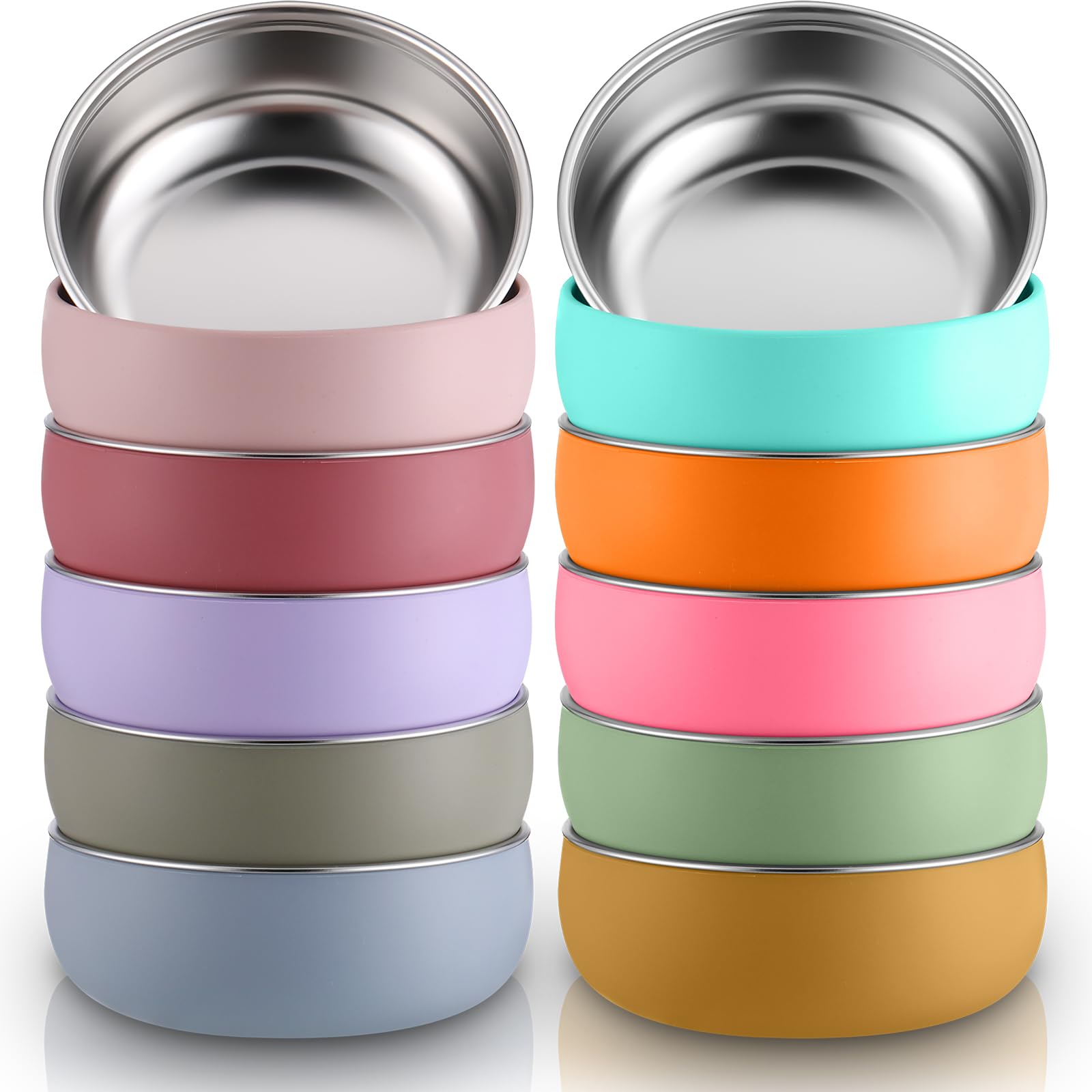 Nuogo baby bowls with removable silicone shell in a colorful set for safe, engaging mealtime.