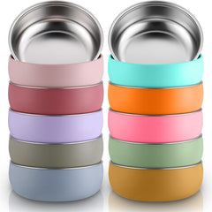 Nuogo baby bowls with removable silicone shell in a colorful set for safe, engaging mealtime.