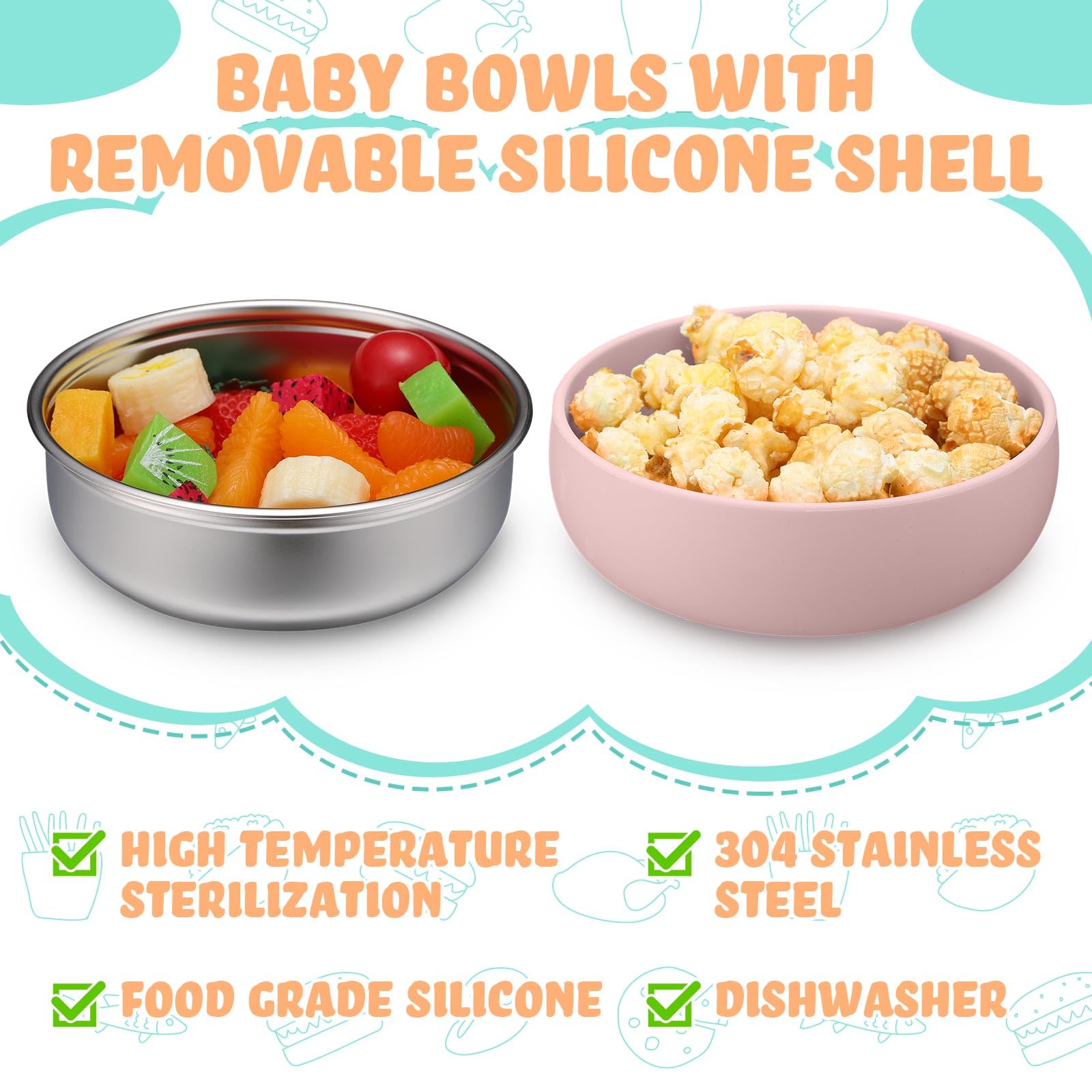 Nuogo baby bowls stackable travel-friendly for storage and on-the-go meals.