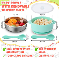 Nuogo baby bowls with yellow silicone shell for vibrant, organized mealtimes.