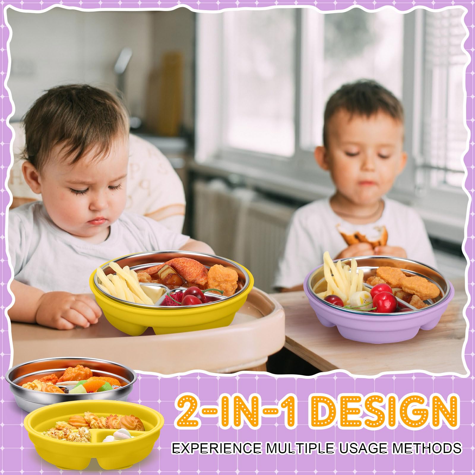 Nuogo purple suction plate shell prevents spills during meals