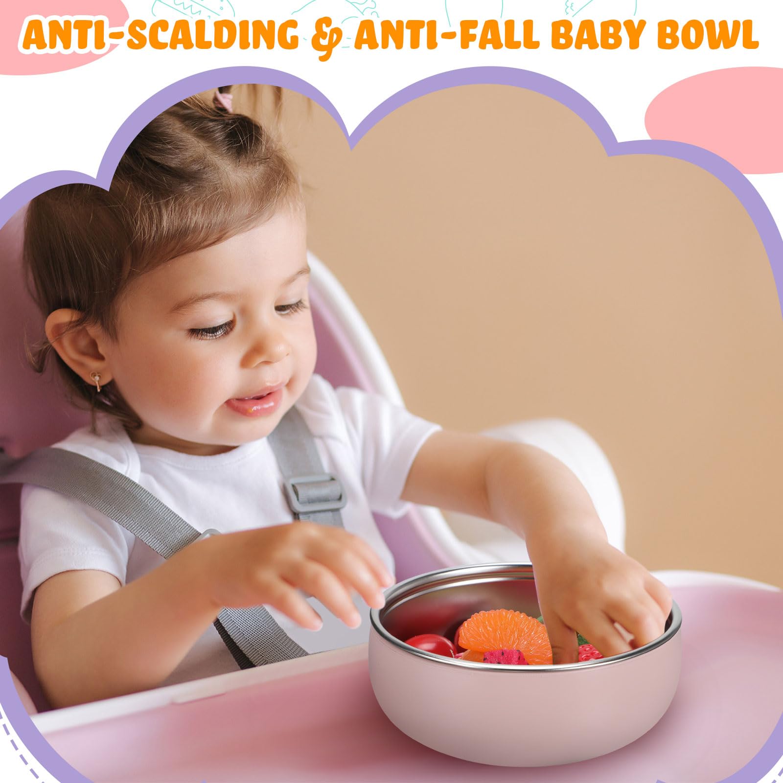 Nuogo colorful bowls encourage independent eating during snack time