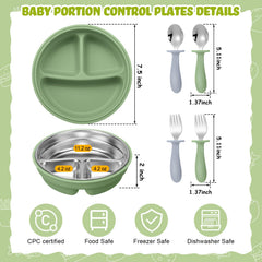 Nuogo divided bowl for baby meals helps portion control and easy food separation.