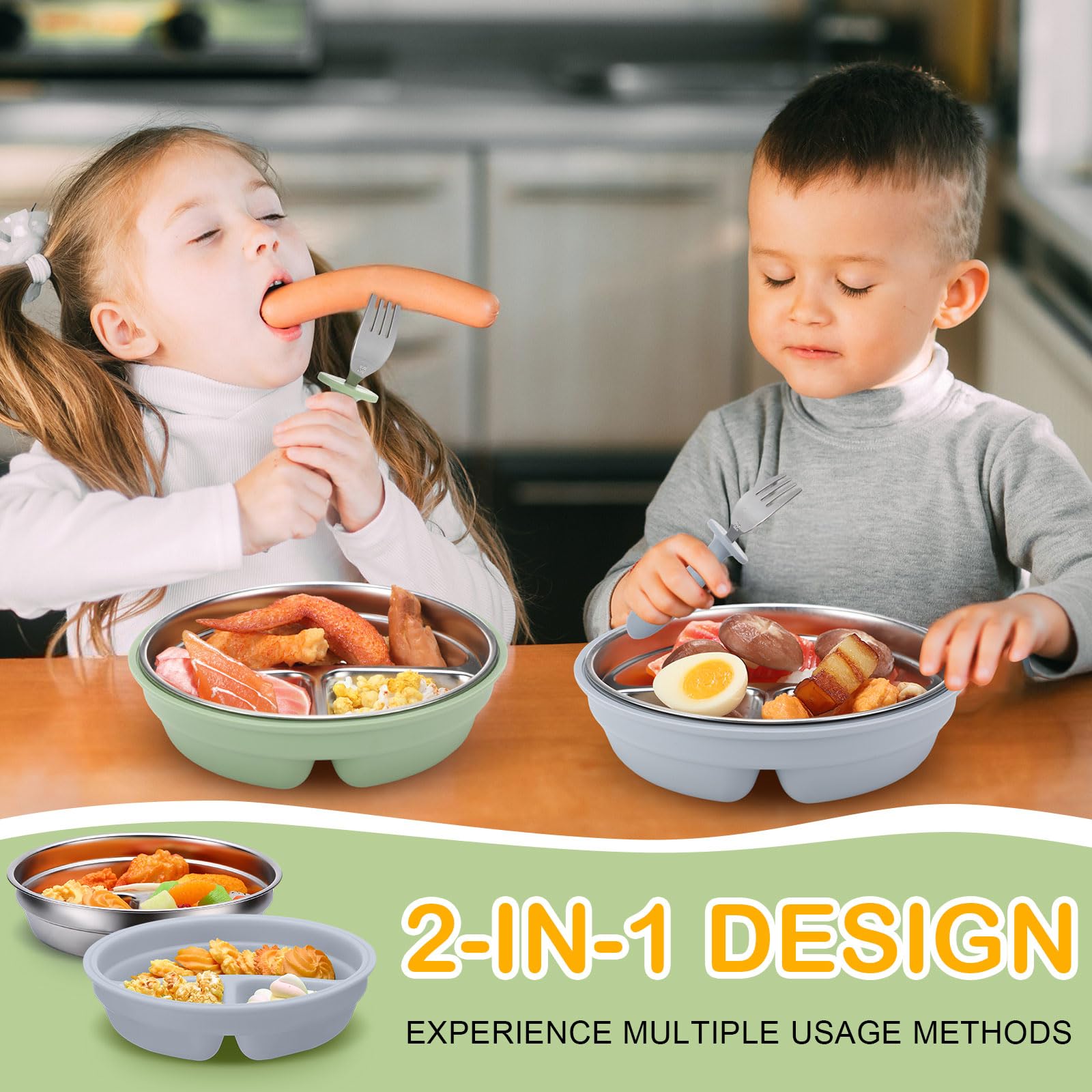 Nuogo green suction plate complements travel-friendly, easy clean setup.