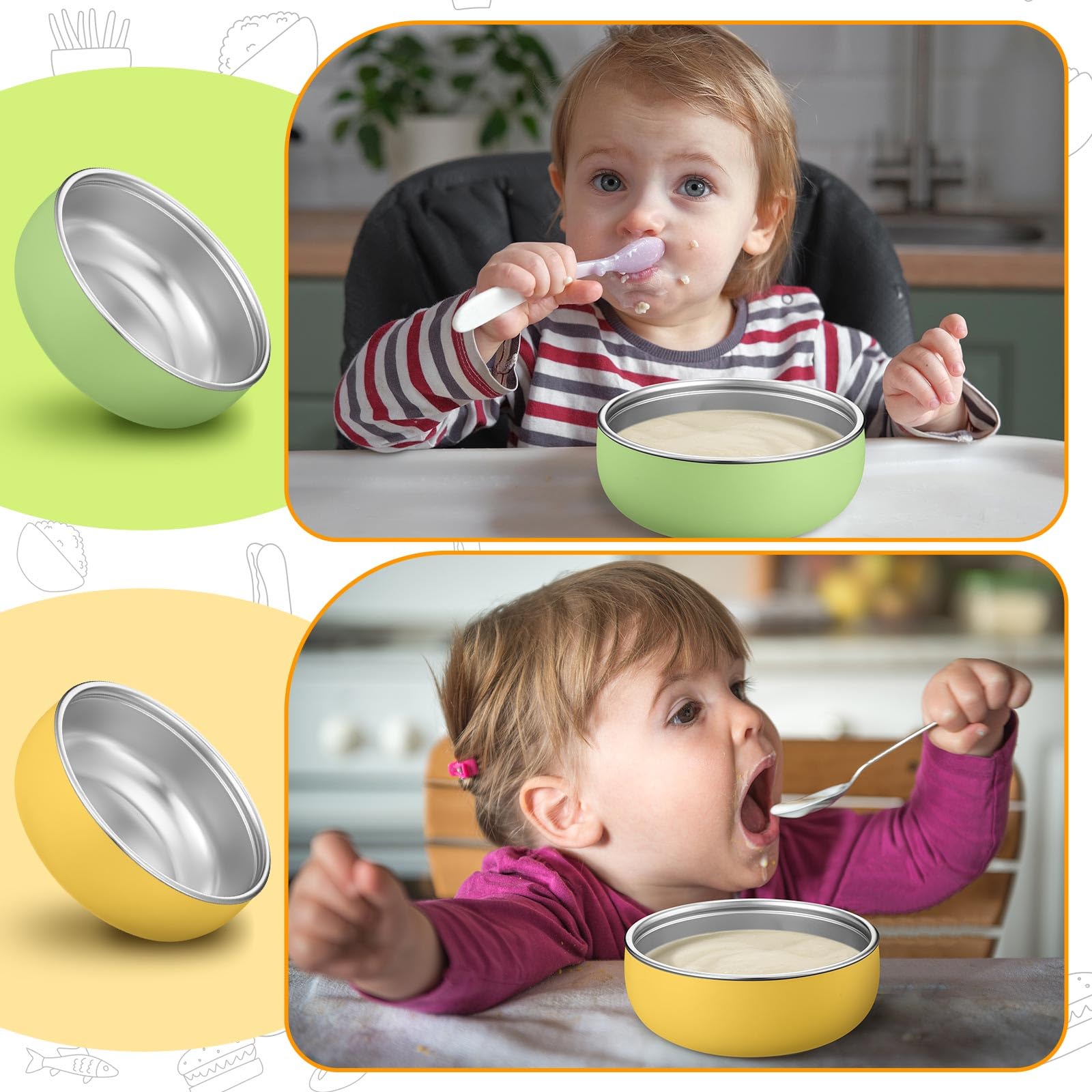 Nuogo multi-color bowls keep kids engaged and aid portion control.
