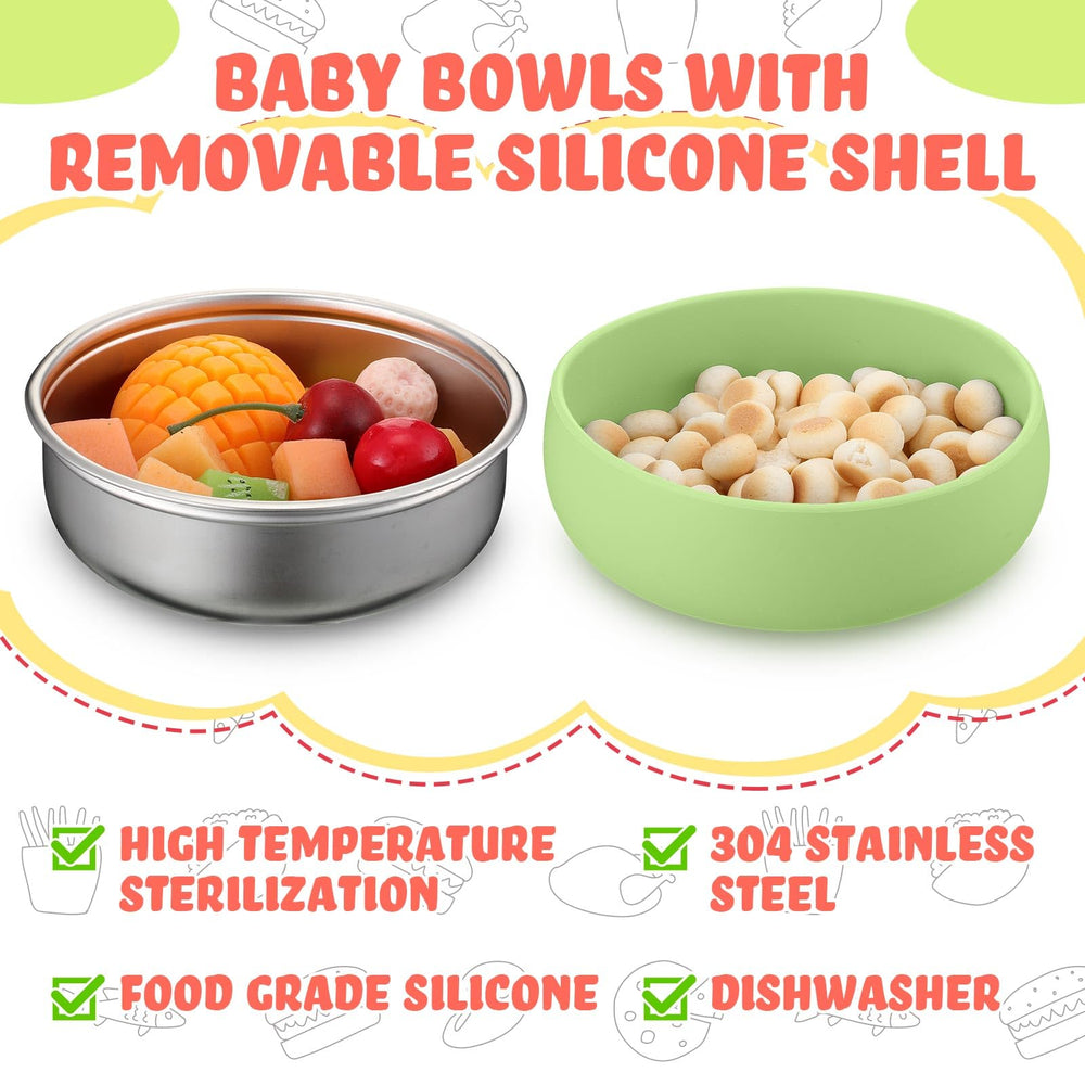 Nuogo bowls with silicone shells provide heat protection during use.