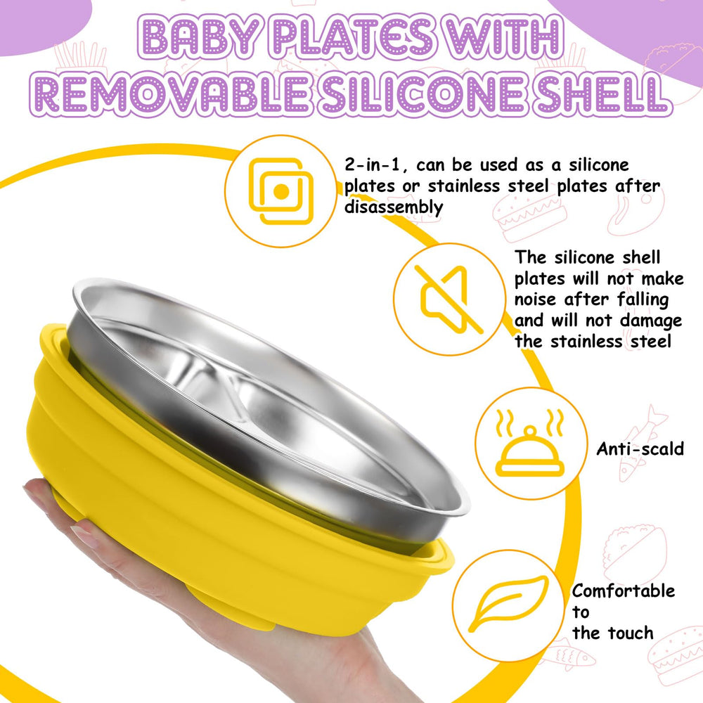 Nuogo stainless steel baby plate 7.5-inch diameter for portions