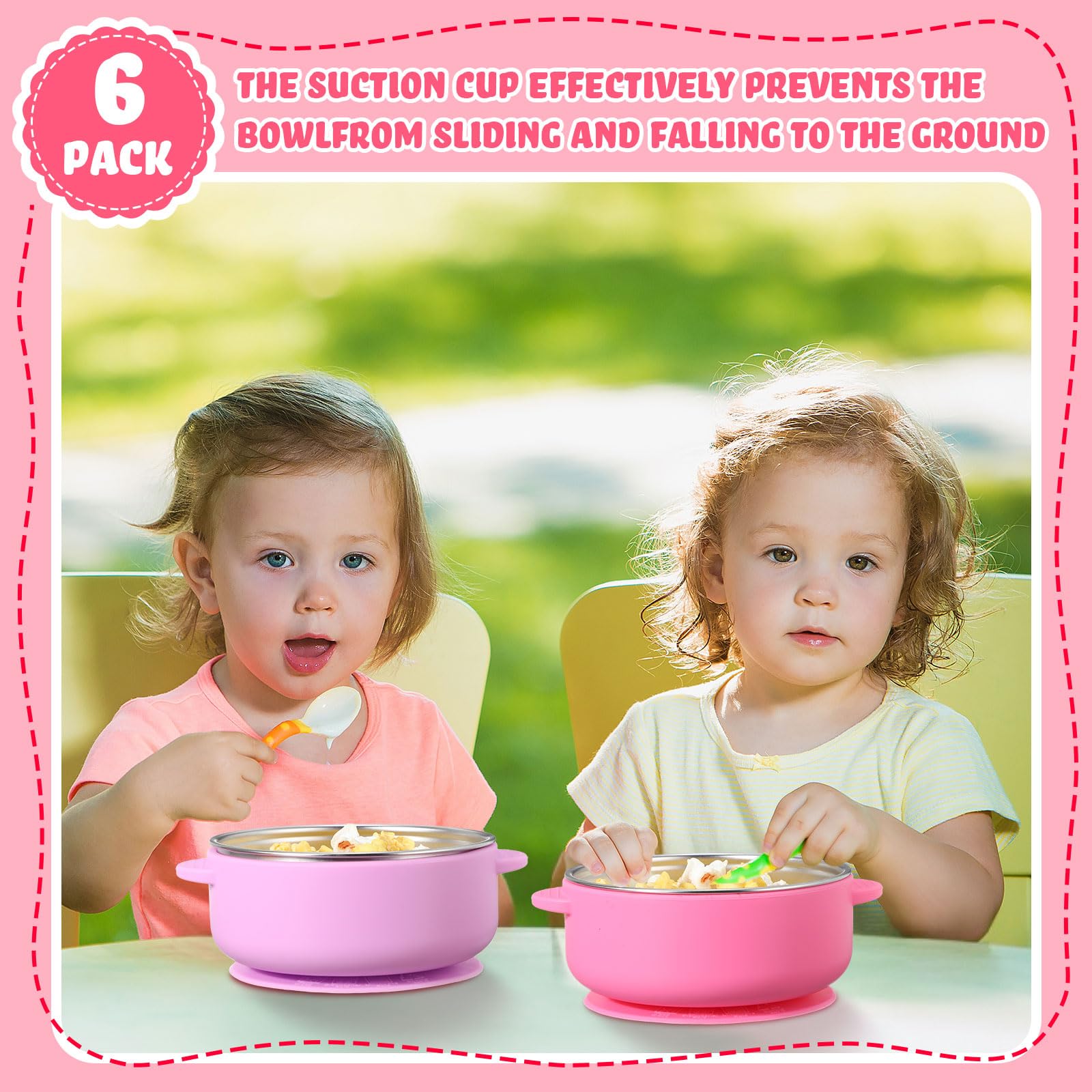 Nuogo stainless steel bowls with silicone shell in red series, durable and kid-friendly