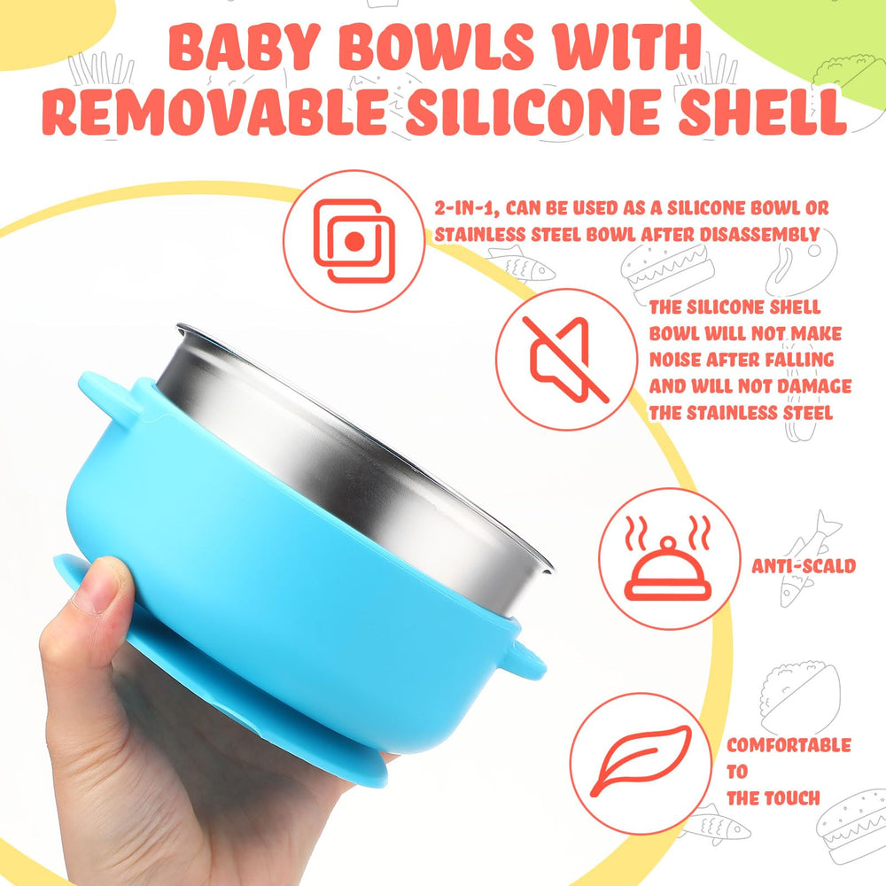 Nuogo suction-base bowls anchor to surfaces to prevent spills.