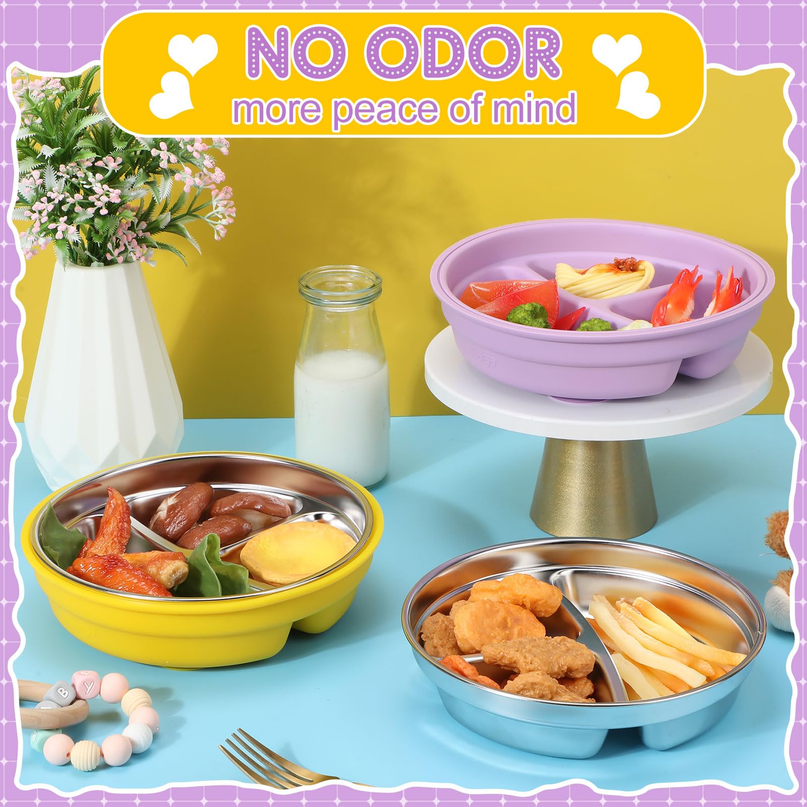 Nuogo suction cups bottom keeps plate steady during feeding