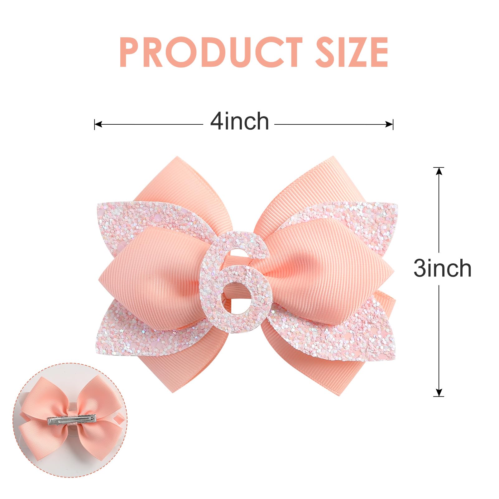 Nuolich glitter birthday bow peach closeup sequin detail highlights sparkly party accents.